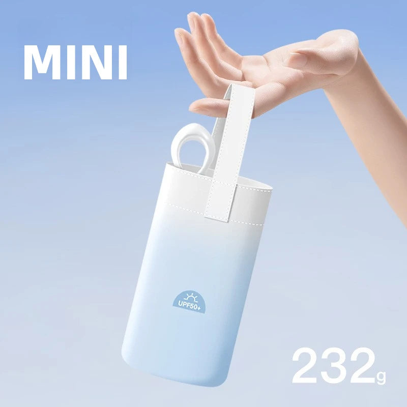 Pocket Mini Sun Umbrella for Women, Windproof Gradual Change Sunscreen UPF50+ UV Protection, 5 Fold Capsule Rain Small Umbrellas